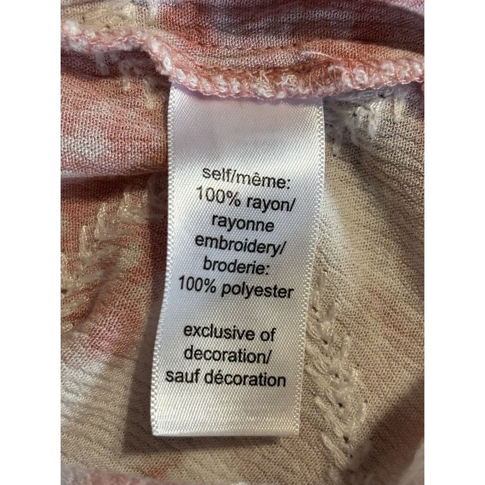 Maurices Mauve/White Tie Dye Short Sleeve Elastic Hem Scoop/Tie Neck Size 0 - Picture 6 of 7